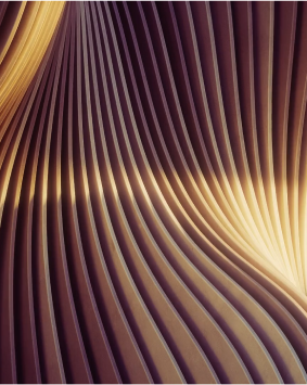 Abstract image of golden lines radiating from a right lower corner