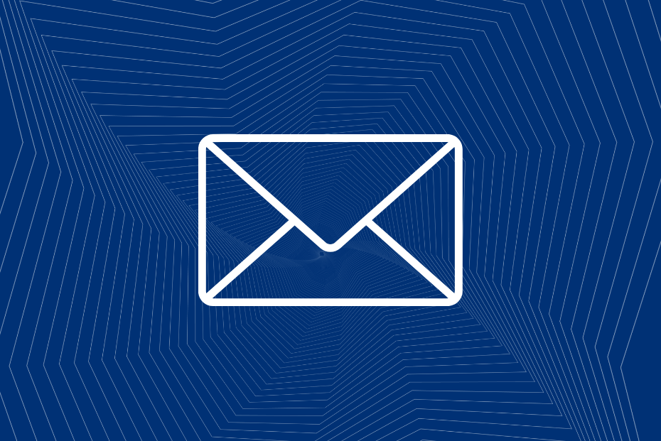 Email envelope icon on navy blue background for communication concept.